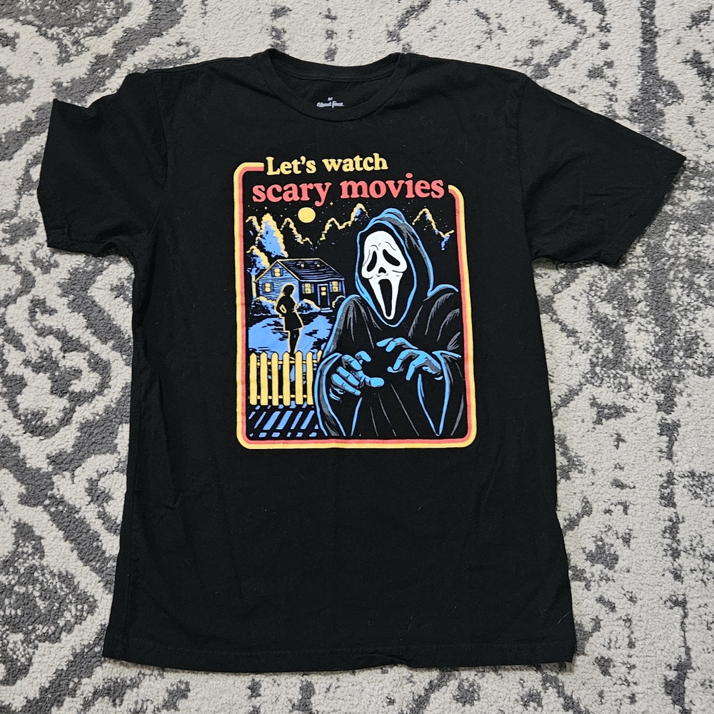 Black Graphic Tee - Let's Watch Scary Movies